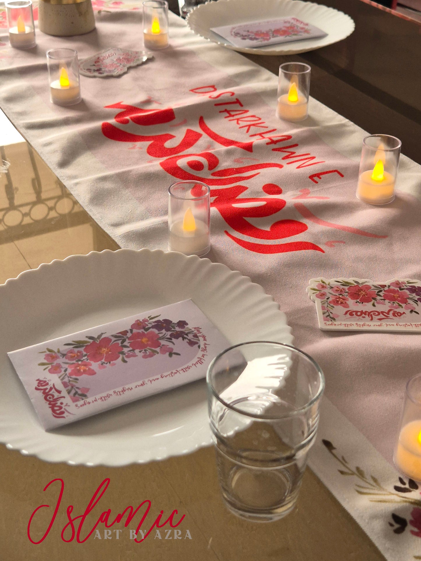 DASTARKHAWN E RAMADAN KAREEM FLORAL TABLE RUNNER